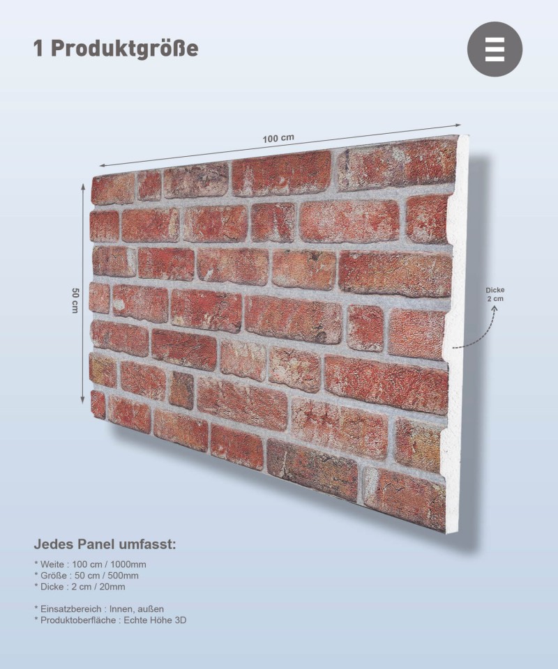 Ziegelmodell-Wandpaneel - A-111