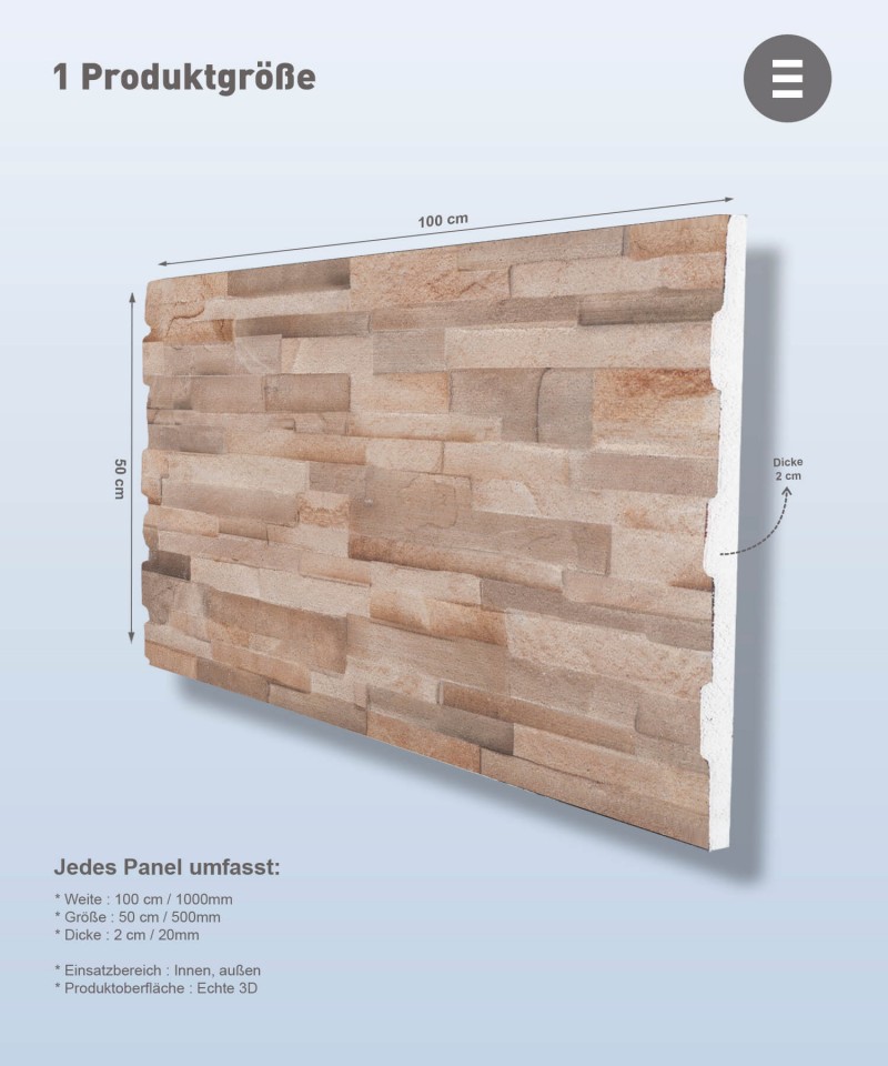 Strafor Schnitzstein-Wandpaneele - B-100